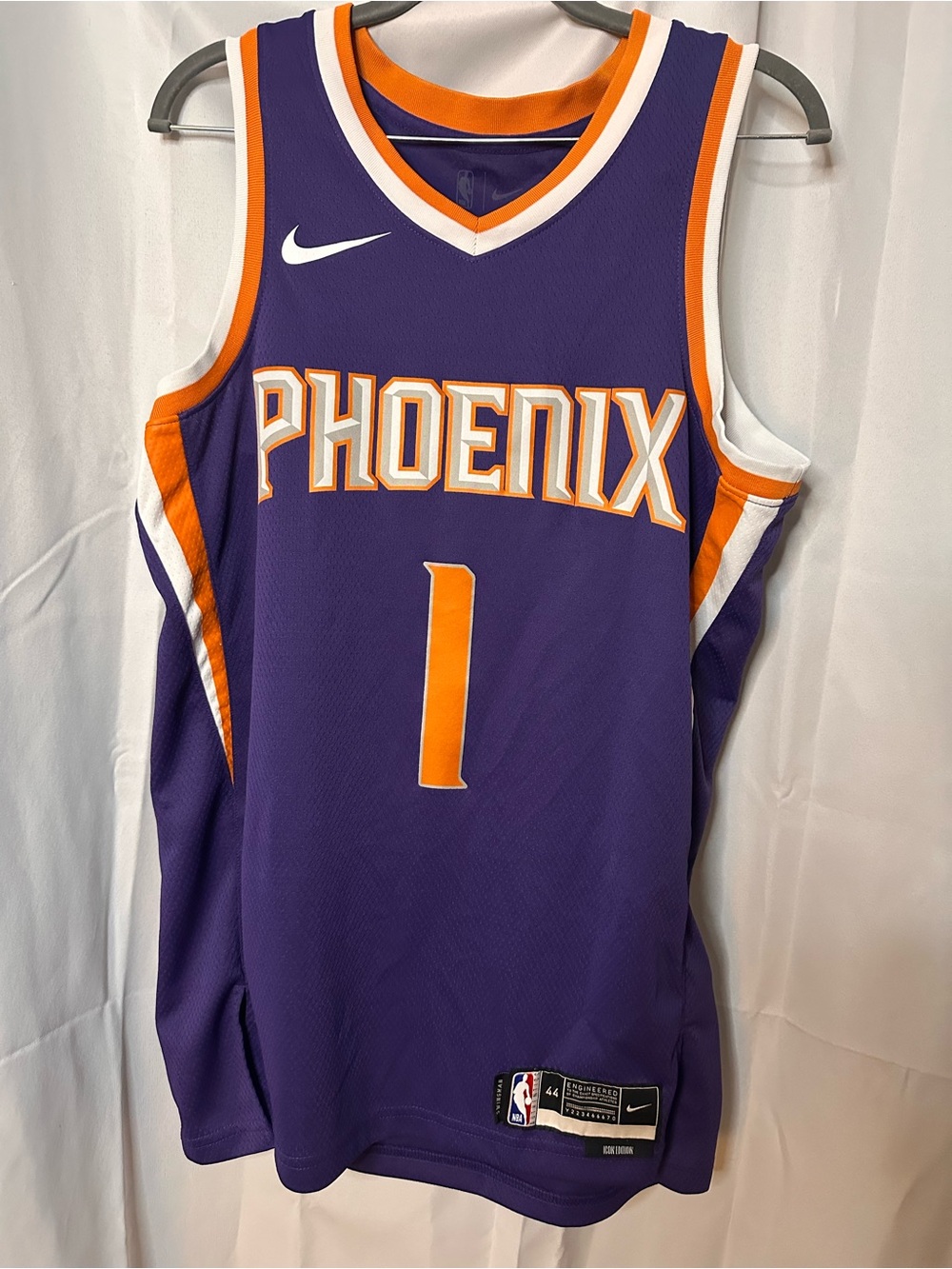 Nike Phoenix Suns Devin Booker Purple and Orange #1 Basketball Drifit Jersey